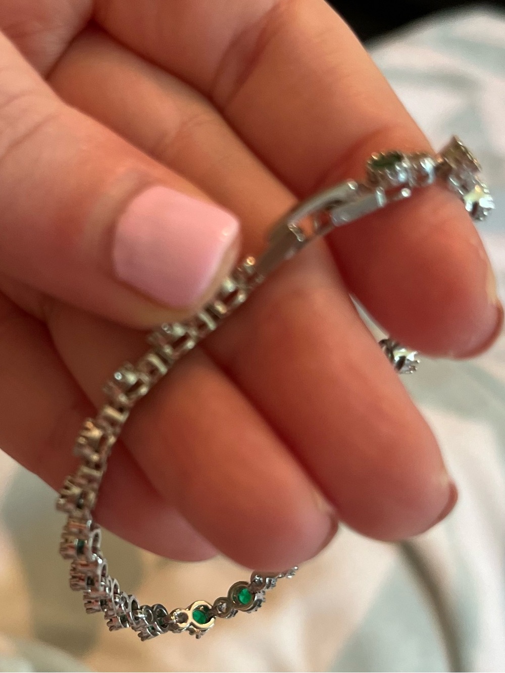 Emerald Green Tennis Bracelet - Stainless Steel - Picture 5 of 6